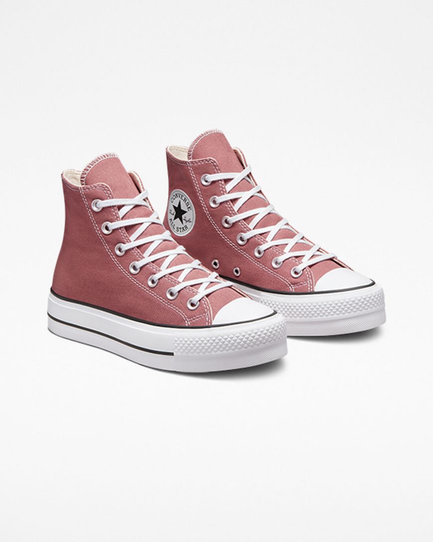 Dámské Boty Na Platformy Converse Chuck Taylor All Star Lift Seasonal Color Vysoké Růžové Černé Bílé | CZ AMNX71